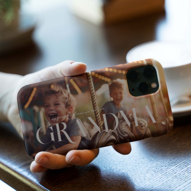 Grandma | Chic Boho Lettering & Photo Case-Mate iPhone Case (Creator Uploaded)