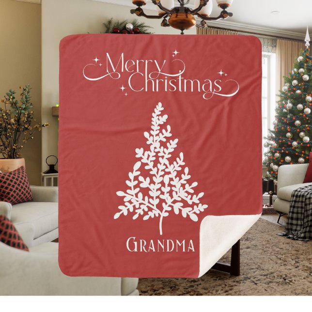 Grandma Christmas Blanket Red White with Name (Grandma Christmas Blanket Red White with Name)