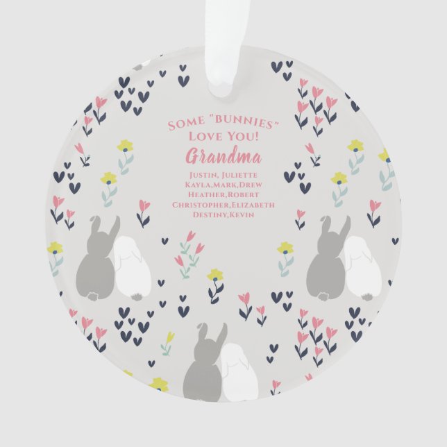 Grandma Christmas Bunny Rabbits From Children Ornament (Front)