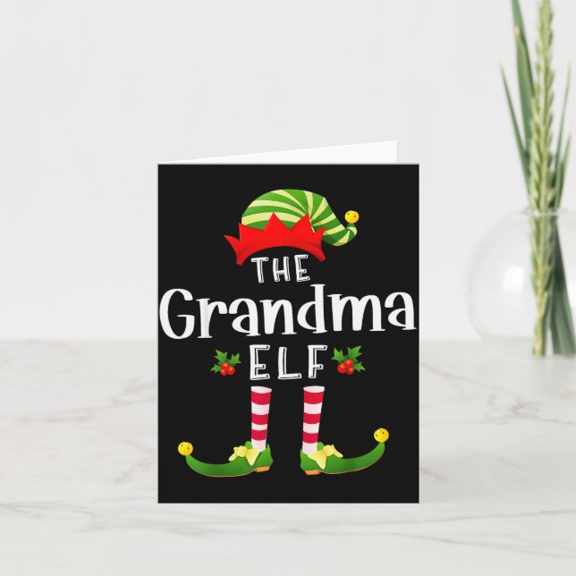 Grandma Christmas Elf Matching Pajama X-mas Party  Card (Front)