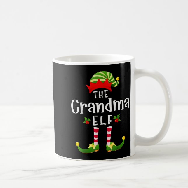 Grandma Christmas Elf Matching Pajama X-mas Party  Coffee Mug (Right)