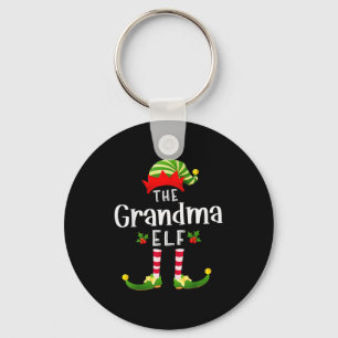 Grandma Christmas Elf Matching Pajama X-mas Party Key Ring