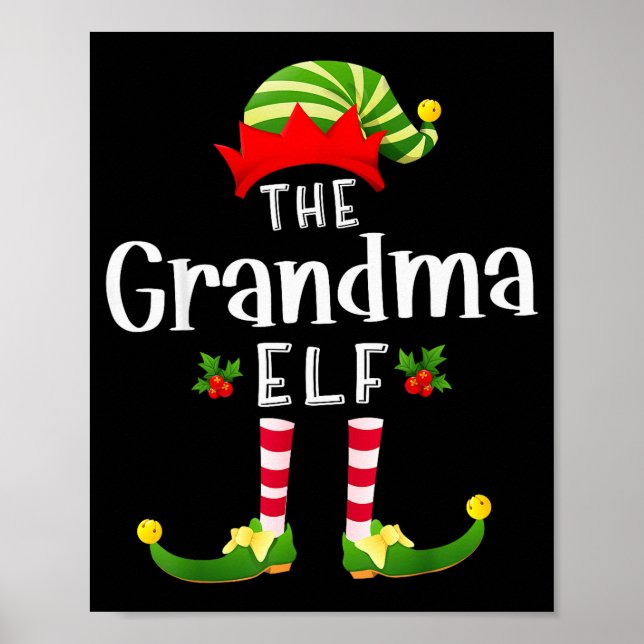 Grandma Christmas Elf Matching Pajama X-mas Party  Poster (Front)