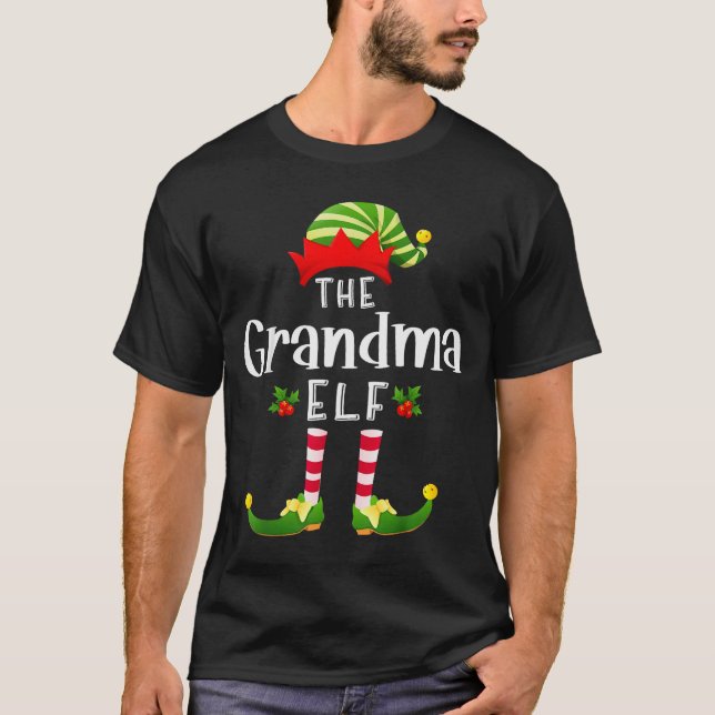 Grandma Christmas Elf Matching Pajama X-mas Party  T-Shirt (Front)