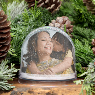 Grandma Christmas Gift Custom Double Sided 2 Photo Snowglobe