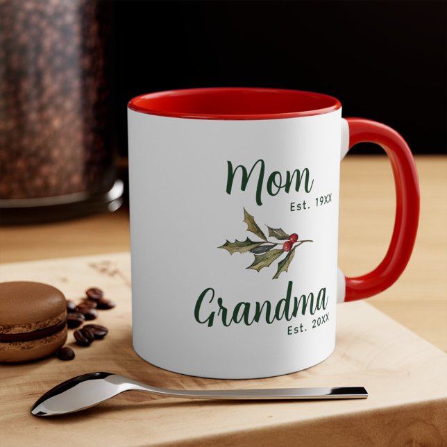 Grandma Christmas Keepsake Holiday Mug (Mom to Grandma Christmas Coffee Mug)