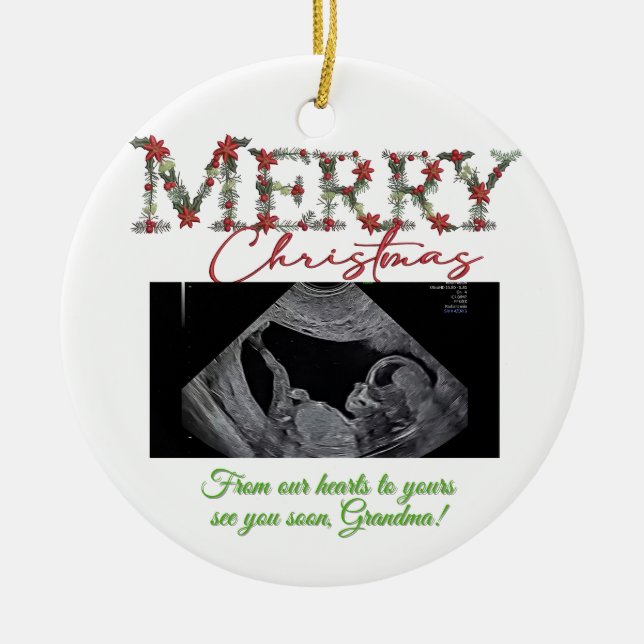Grandma Christmas Ornament With a Baby Sonogram  (Front)