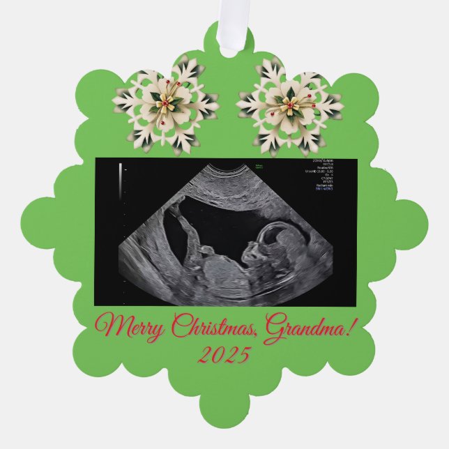 Grandma Christmas ornament With a Baby Sonogram  (Front)