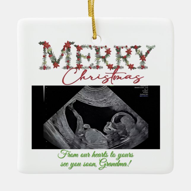 Grandma Christmas Ornament With a Baby Sonogram  (Front)