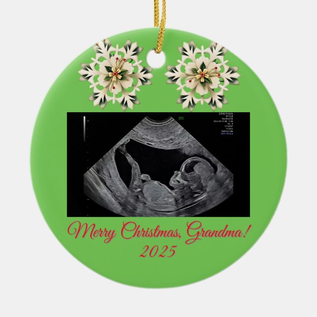 Grandma Christmas ornament With a Baby Sonogram  (Front)