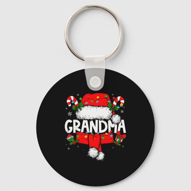 Grandma Christmas Pajama Santa Claus Family Matchi Key Ring (Front)
