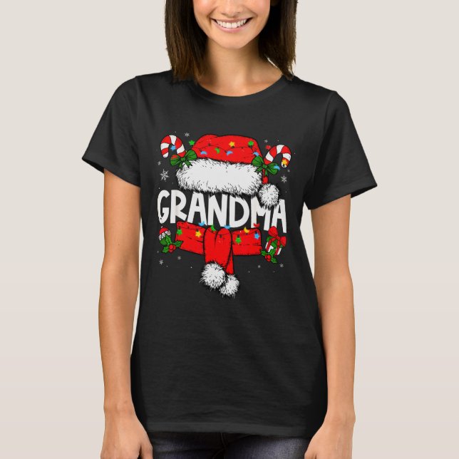 Grandma Christmas Pajama Santa Claus Family Matchi T-Shirt (Front)