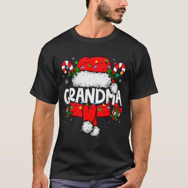 Grandma Christmas Pajama Santa Claus Family Matchi T-Shirt (Front)