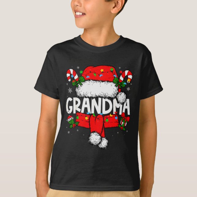 Grandma Christmas Pajama Santa Claus Family Matchi T-Shirt (Front)