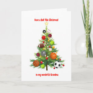 Grandma Christmas Tree Decorated With Balls Holiday Card