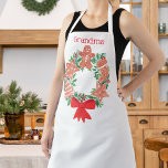 Grandma Christmas Wreath Apron<br><div class="desc">This cute and charming Grandma Apron is decorated with a print of a watercolor festive wreath of Christmas cookies.
Customise with a name if you prefer.
Original Watercolor © Michele Davies.</div>