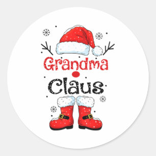 Grandma Claus Christmas Costume Pajama Family Matc Classic Round Sticker