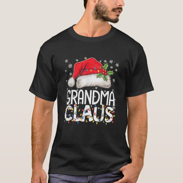 Grandma Claus Christmas Lights Holiday  T-Shirt (Front)