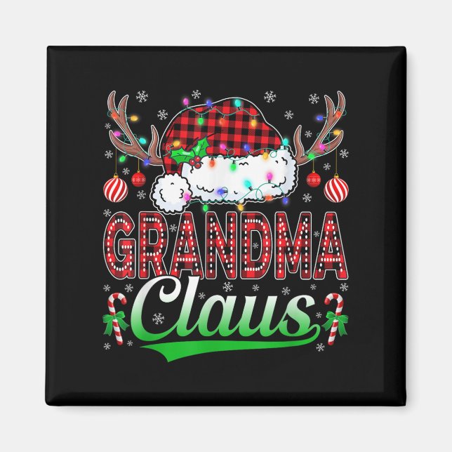 Grandma Claus Christmas Lights Matching Family Xma Magnet (Front)