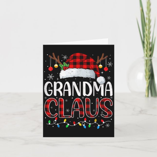 Grandma Claus Christmas Lights Pajama Family Match Card (Front)