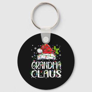Grandma Claus Christmas Lights Pajama Family Match Key Ring