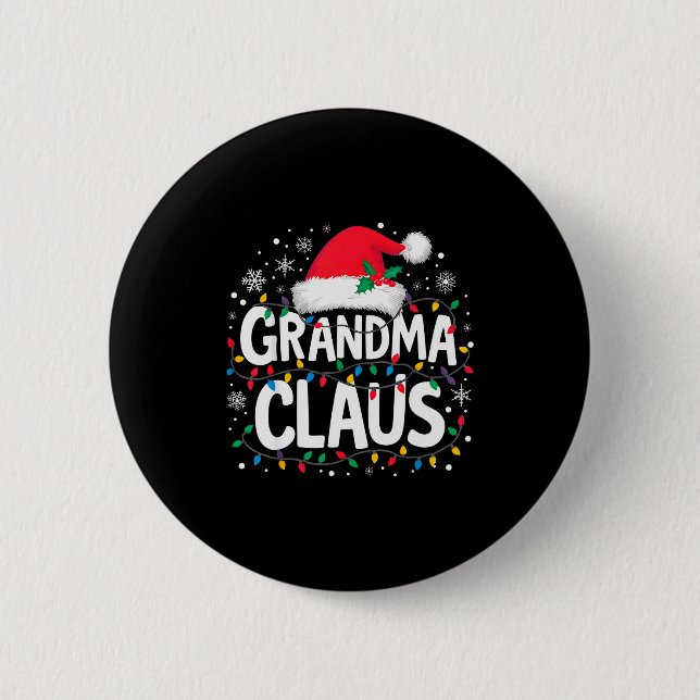 Grandma Claus Christmas Lights Santa Family Matchi 6 Cm Round Badge (Front)