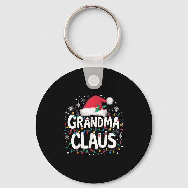 Grandma Claus Christmas Lights Santa Family Matchi Key Ring (Front)