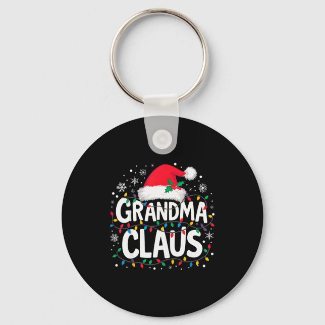 Grandma Claus Christmas Lights Santa Family Matchi Key Ring (Front)