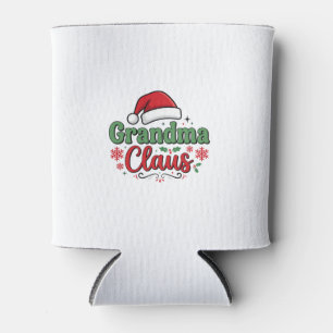 Grandma Claus Christmas Santa Hat Can Cooler