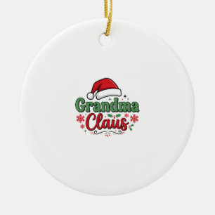 Grandma Claus Christmas Santa Hat Ceramic Tree Decoration