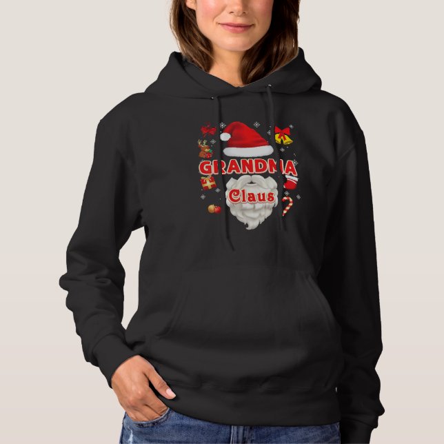 Grandma Claus Christmas Santa Merry Xmas Ugly Swea Hoodie (Front)