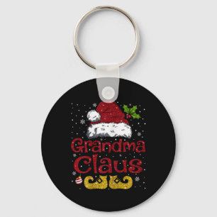 Grandma Claus Matching Family Christmas Santa Hat Key Ring