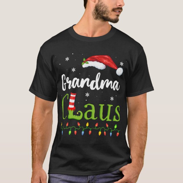 Grandma Claus Santa Pyjamas Funny Gift Idea Christ T-Shirt (Front)