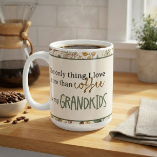 Grandma Coffee Lover Grandkids Names Cream Brown Mug