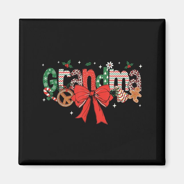 Grandma Coquette Bow Christmas Merry Xmas Family M Magnet (Front)