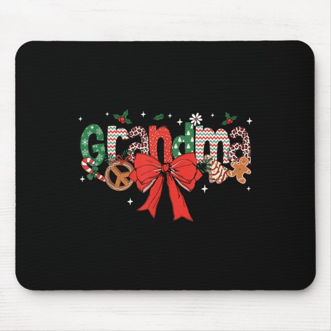 Grandma Coquette Bow Christmas Merry Xmas Family M Mouse Mat (Front)