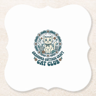 Grandma Cottage Craft Cat Pet Lover Shirt Art - Gr Paper Coaster