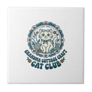 Grandma Cottage Craft Cat Pet Lover Shirt Art - Gr Tile
