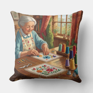 Grandma Cross Stitchers-Eat.Sleep.Stitch.Repeat Cushion