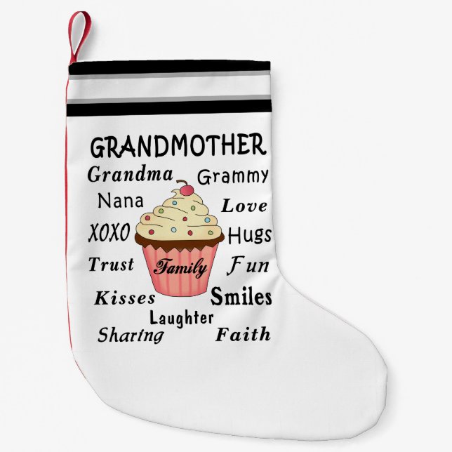 Grandma Cupcakes For Grandmothers Small Christmas Stocking (Front)