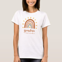 Grandma Custom Name Boho Earth Tone Rainbow Sun
