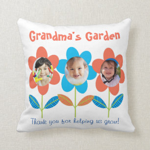Grandma Custom Photo Flowers Cushion