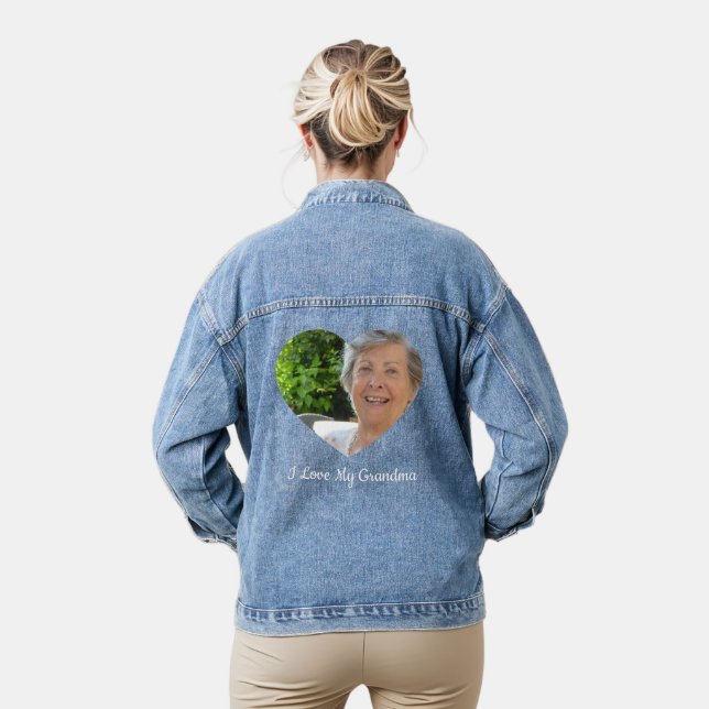 Grandma Custom Photo Grandparent's  Day Denim Jacket (Model)