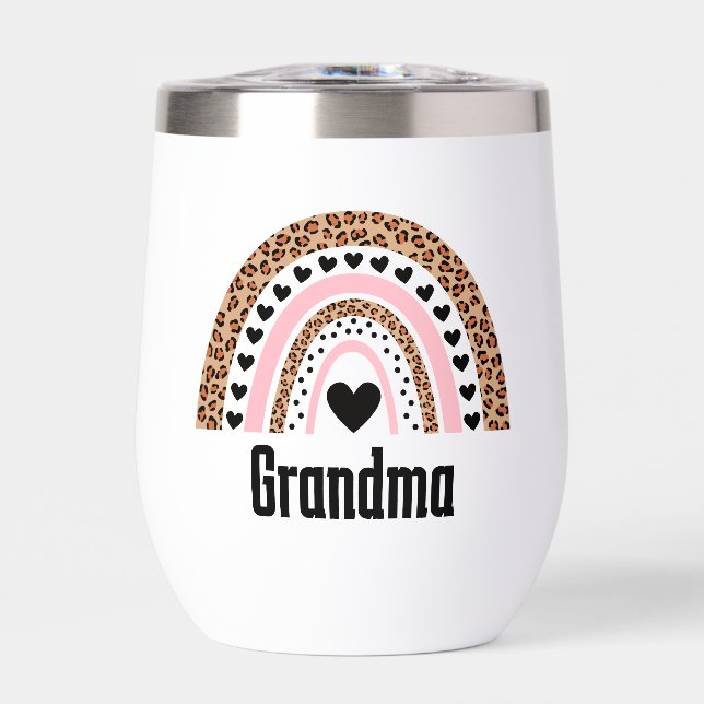 Grandma cute rainbow black &white Water Bottle (Front)