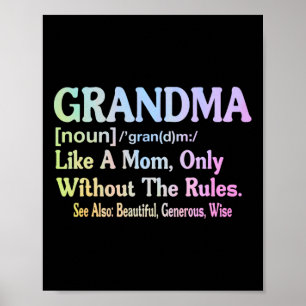 Grandma Definition Funny Saying For Grandmother Mo Poster