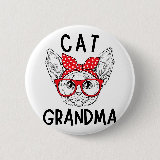 Grandma Devon Rex Cat Lovers Cat Nana Mother's Day 6 Cm Round Badge (Front)