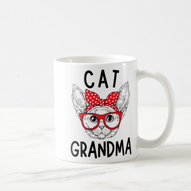 Grandma Devon Rex Cat Lovers Cat Nana Mother's Day Coffee Mug (Right)