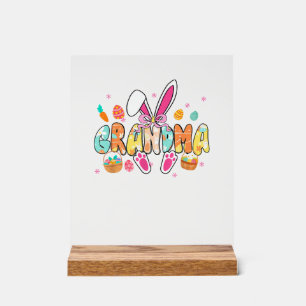 Grandma Easter Grandma Coquette Bunny Ears Eggs Ba Acrylic Sign
