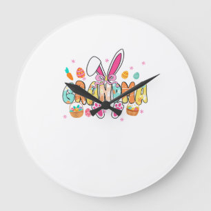Grandma Easter Grandma Coquette Bunny Ears Eggs Ba Large Clock