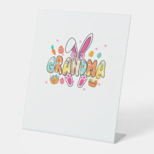 Grandma Easter Grandma Coquette Bunny Ears Eggs Ba Pedestal Sign